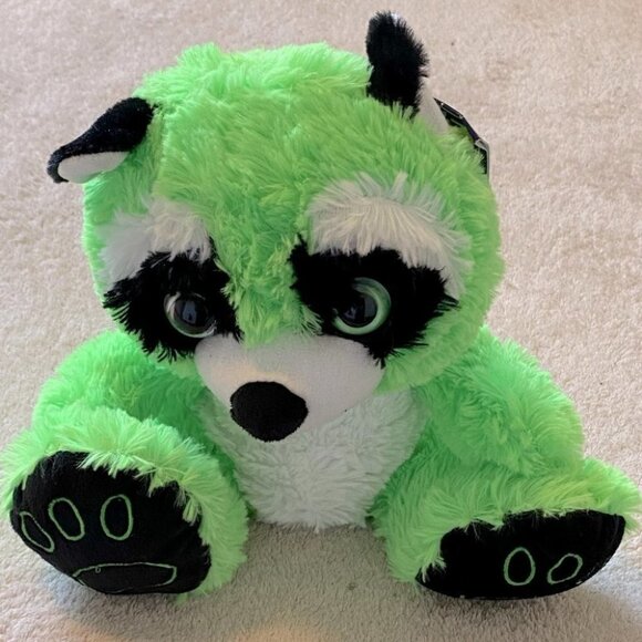 Vintage Kellytoy Green Plush Raccoon - Picture 2 of 10